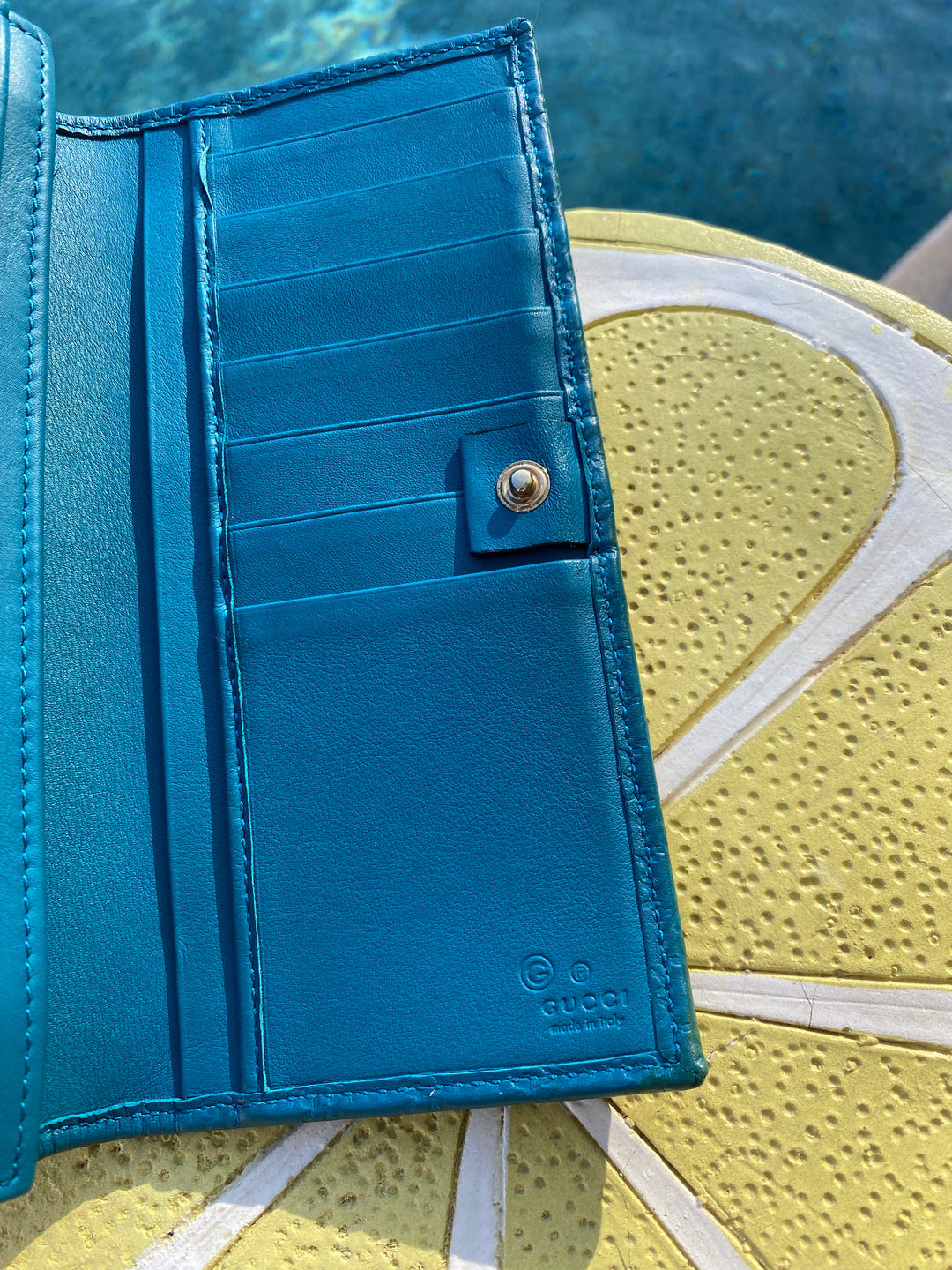 Gucci Turquoise Micro Guccissima Long Wallet (9881)
