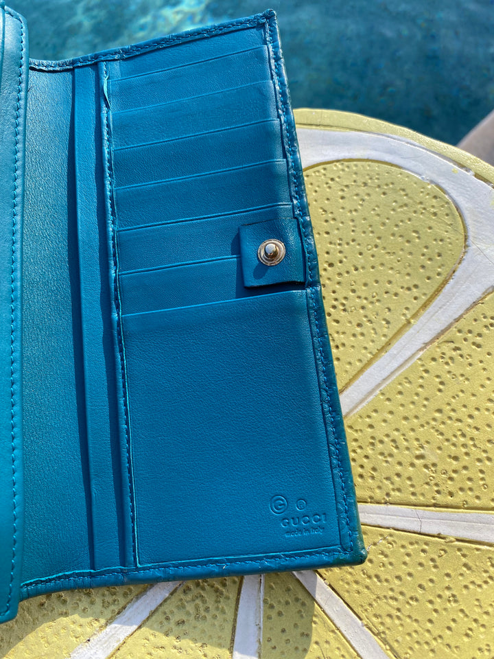 Gucci Turquoise Micro Guccissima Long Wallet (9881)