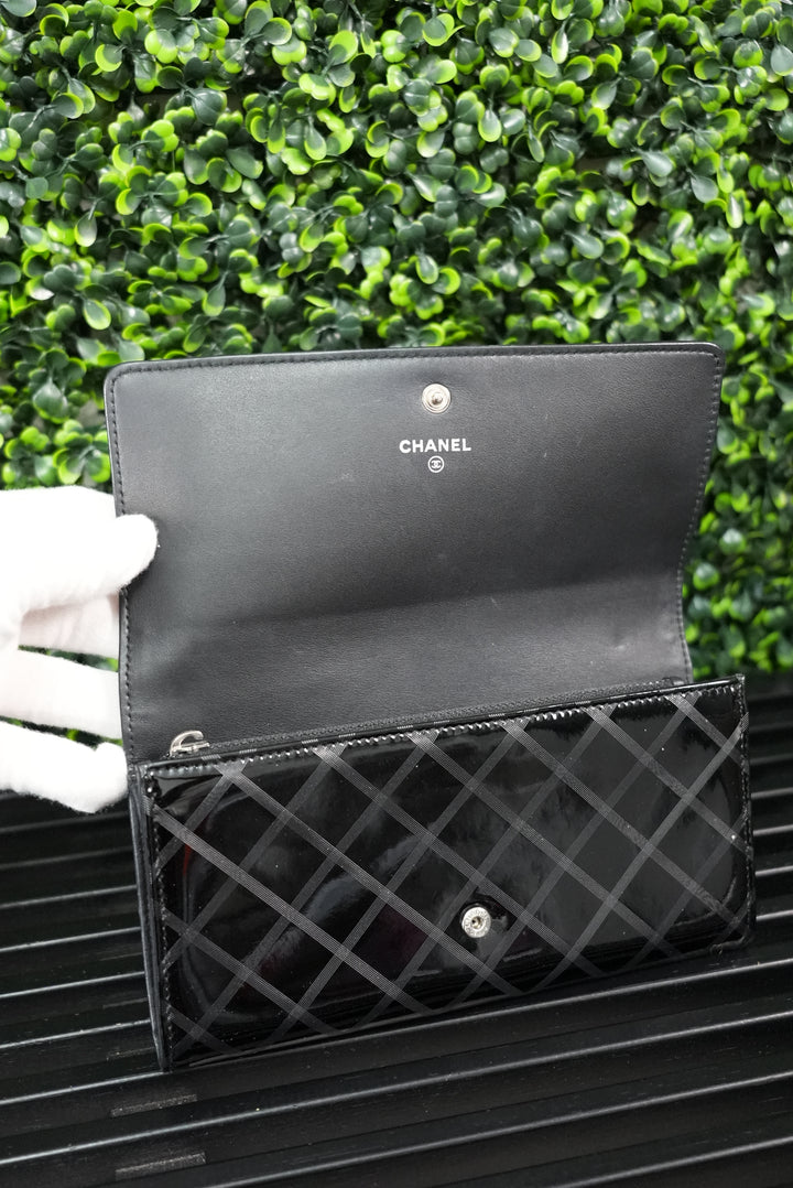 Chanel Black Quilted Patent Wallet