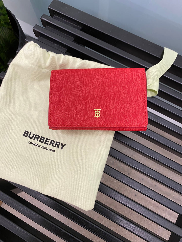 Burberry Red Grained Leather Compact Wallet (9113)