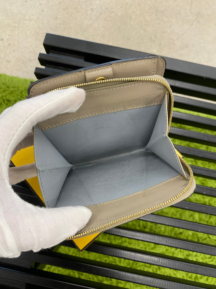 Fendi Taupe Leather Compact Wallet (5898)