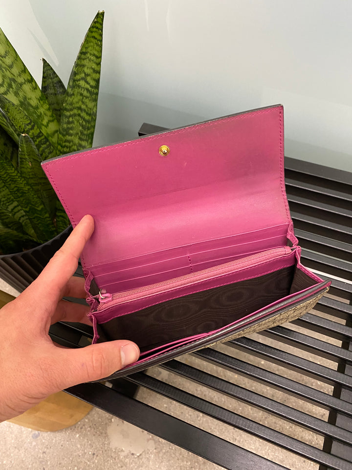 Gucci GG Supreme and Red Leather Long Wallet (4900)