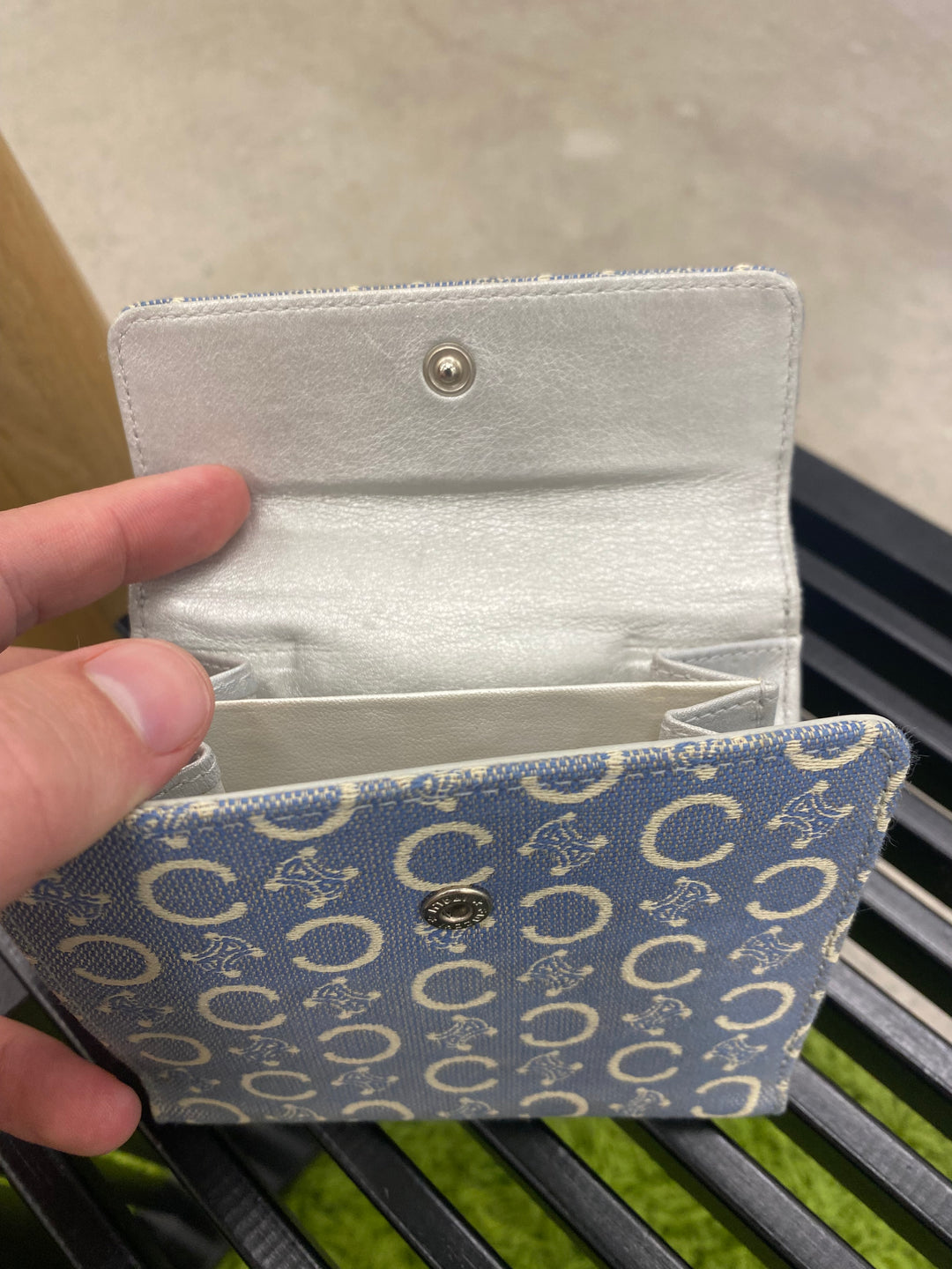 Celine Blue Canvas Compact Trifold Wallet (4941)