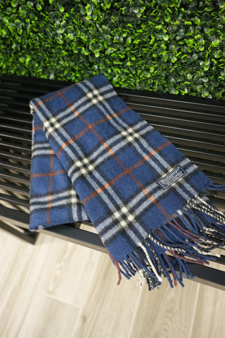 Burberrys Blue Novacheck Cashmere Scarf