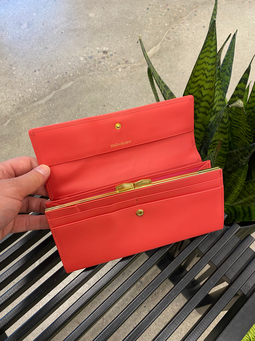 Saint Laurent Vintage YSL Red Leather Long Wallet (486)