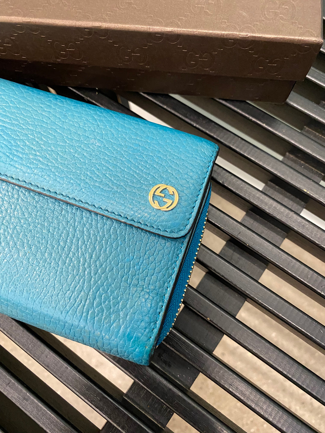 Gucci Turquoise Leather Long Wallet (1832)
