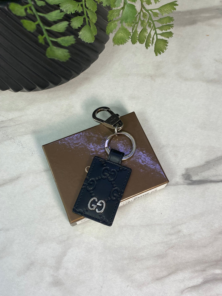 Gucci Black Guccissima Keychain Charm (0241)