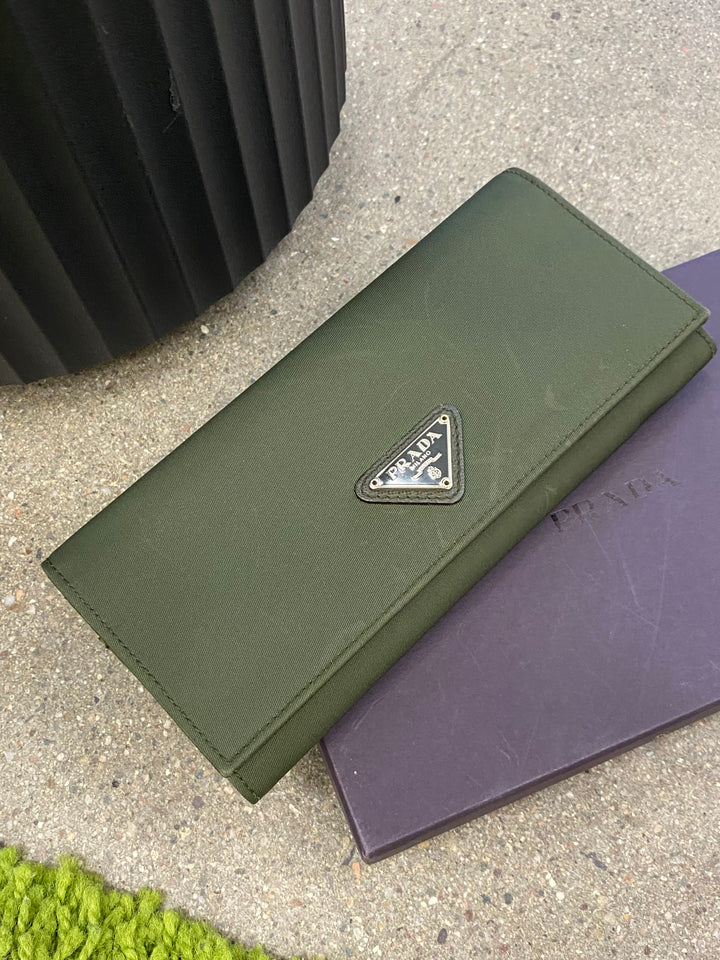 Prada Green Nylon Long Wallet (4047)