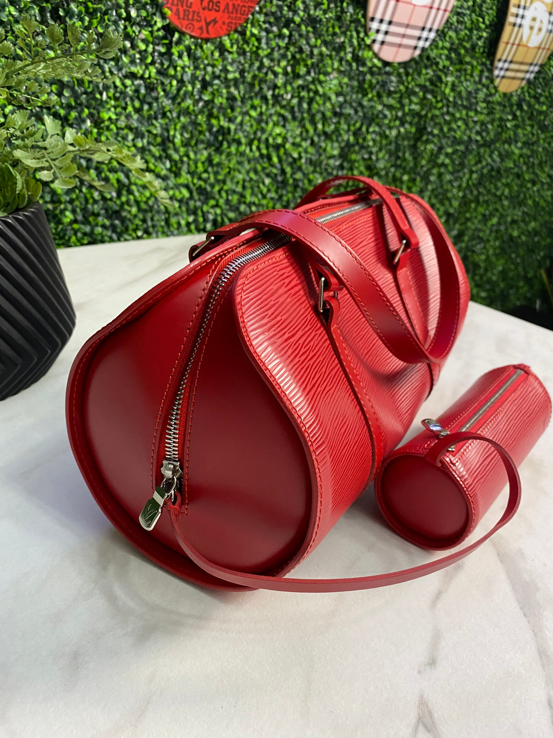 Louis Vuitton Red Epi Soufflot Bag (807)