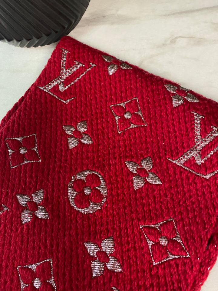 Louis Vuitton Red Logomania Wool Scarf (2738)