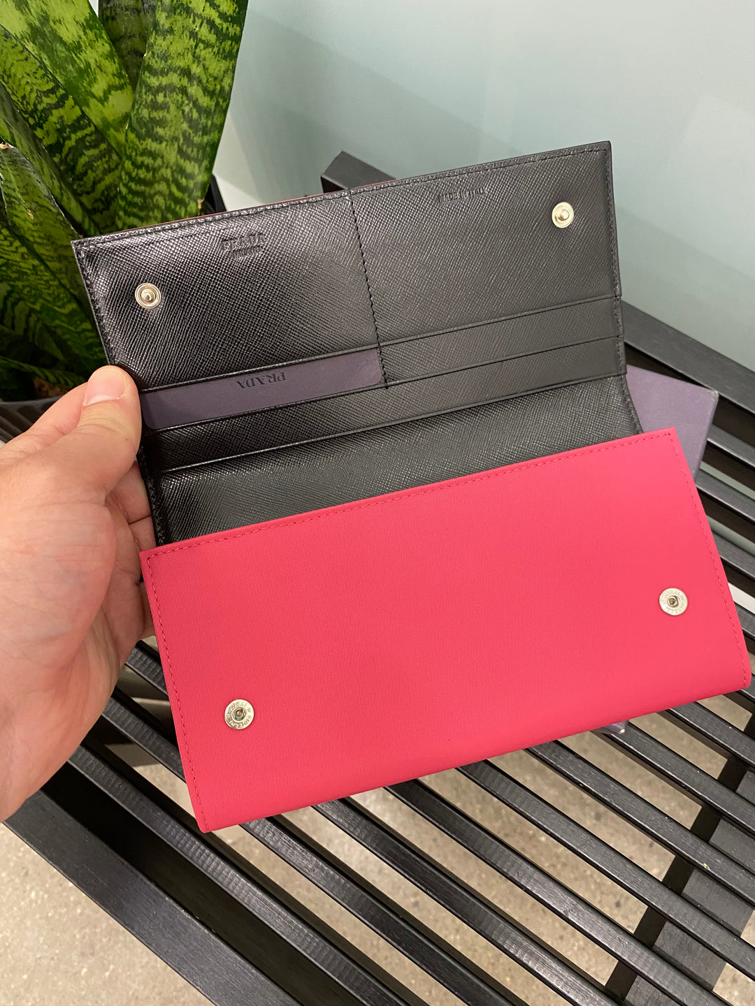 Prada Fuchsia Nylon Long Wallet (5077)