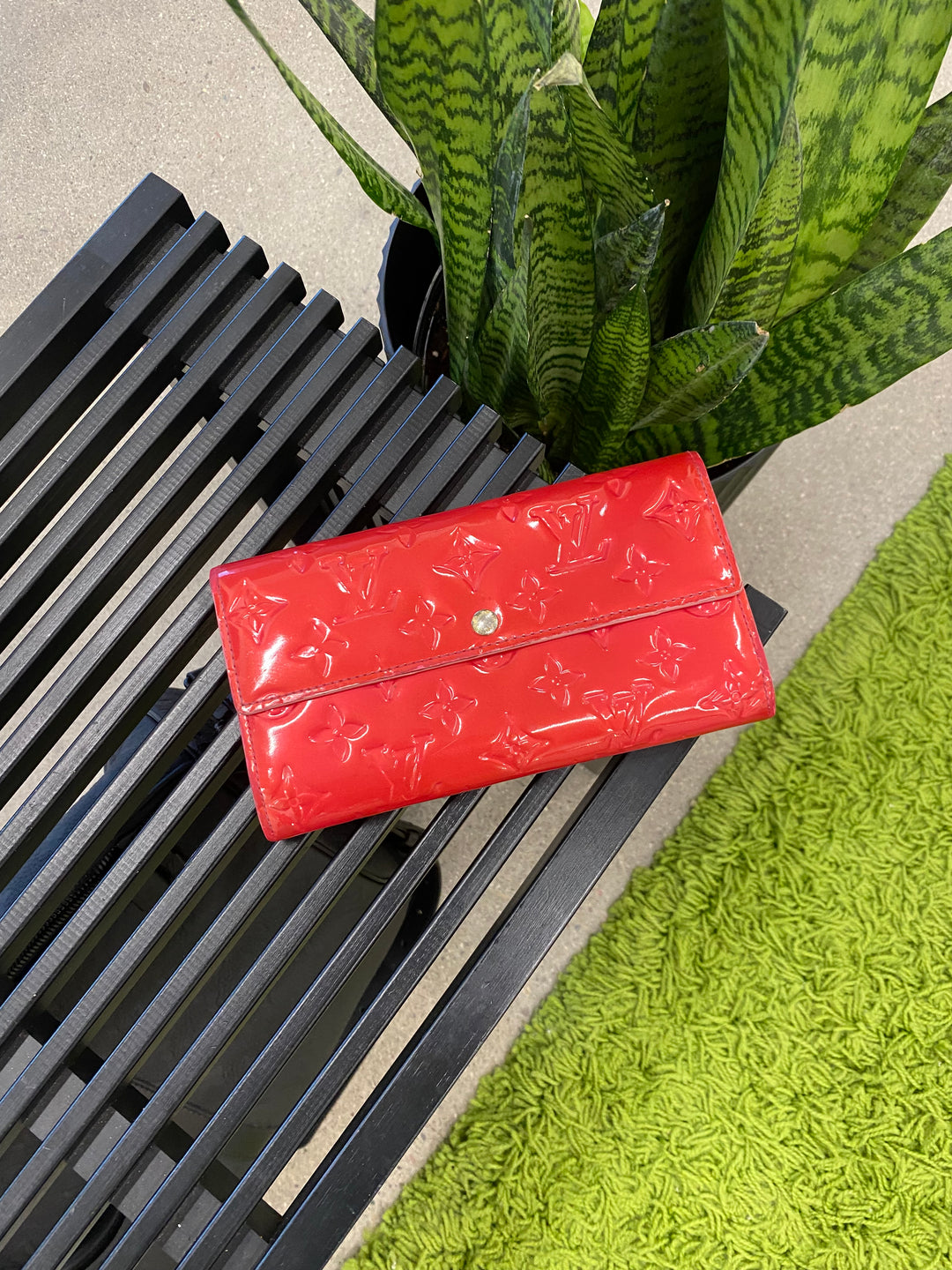 Louis Vuitton Red Vernis Sarah Long Wallet (3923)
