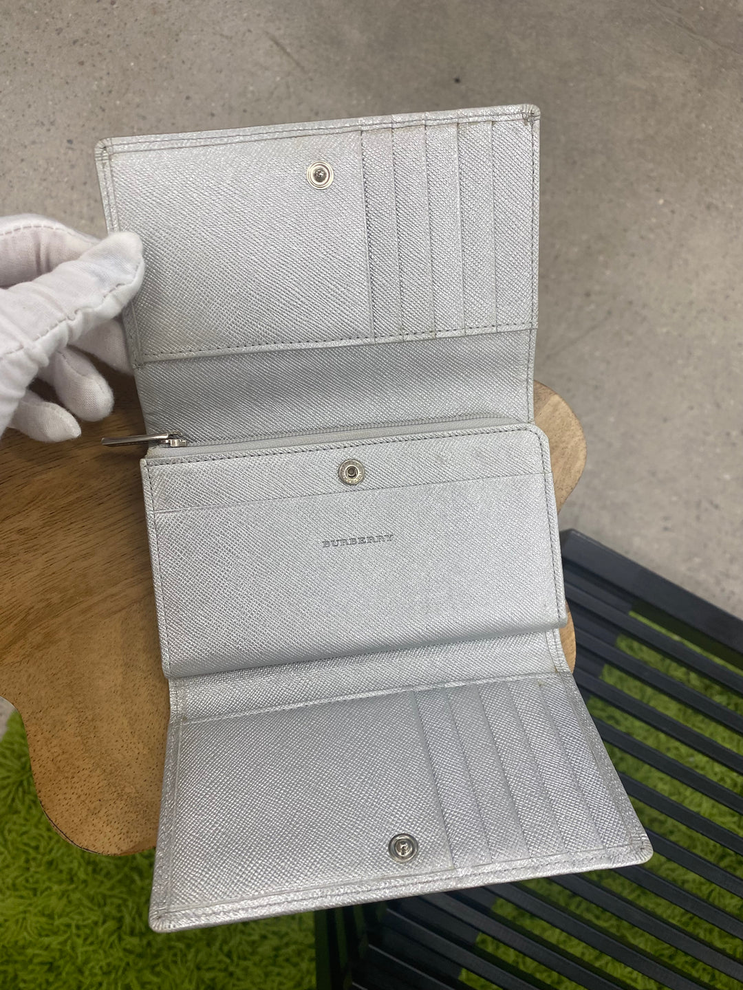 Burberry Silver Check Leather Wallet (4953)
