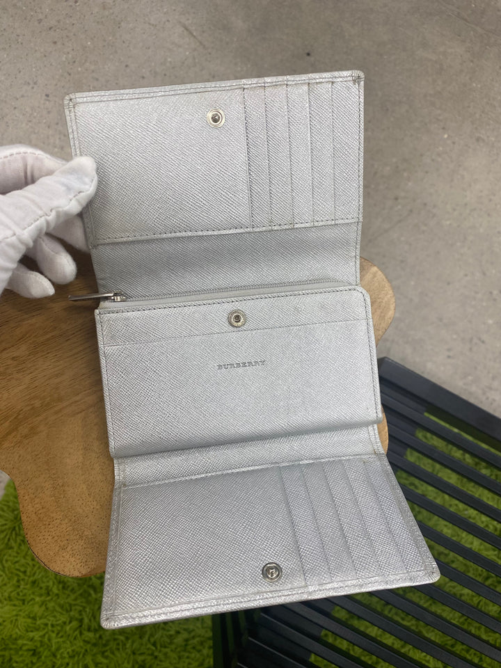 Burberry Silver Check Leather Wallet (4953)