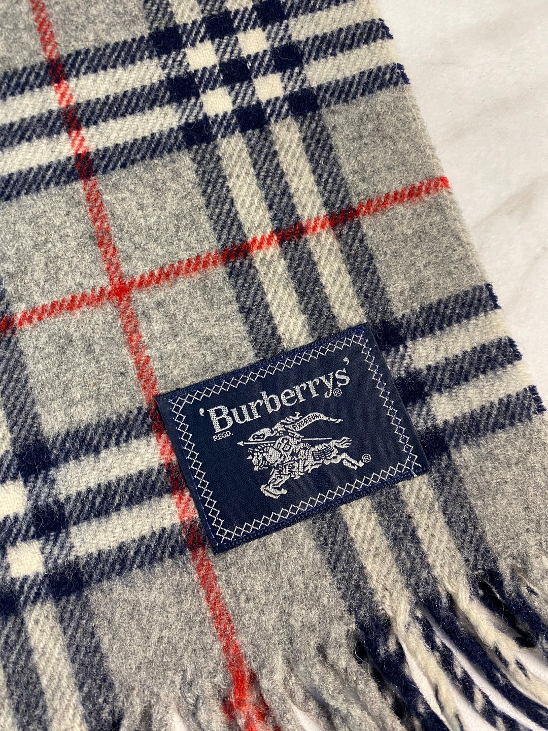 Burberry Grey Check Wool Scarf (8861)