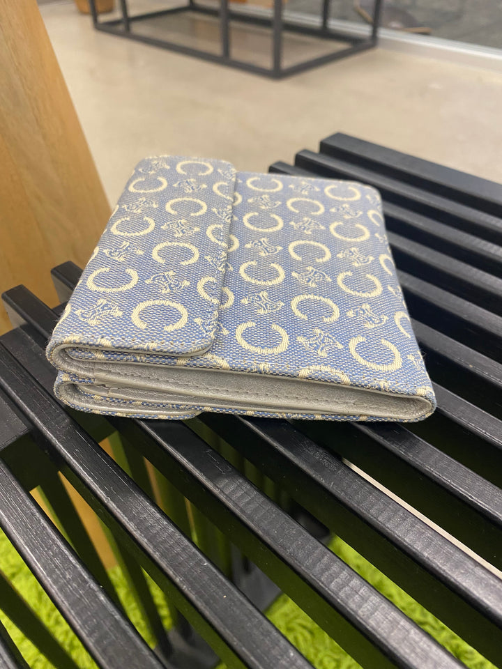 Celine Blue Canvas Compact Trifold Wallet (4941)
