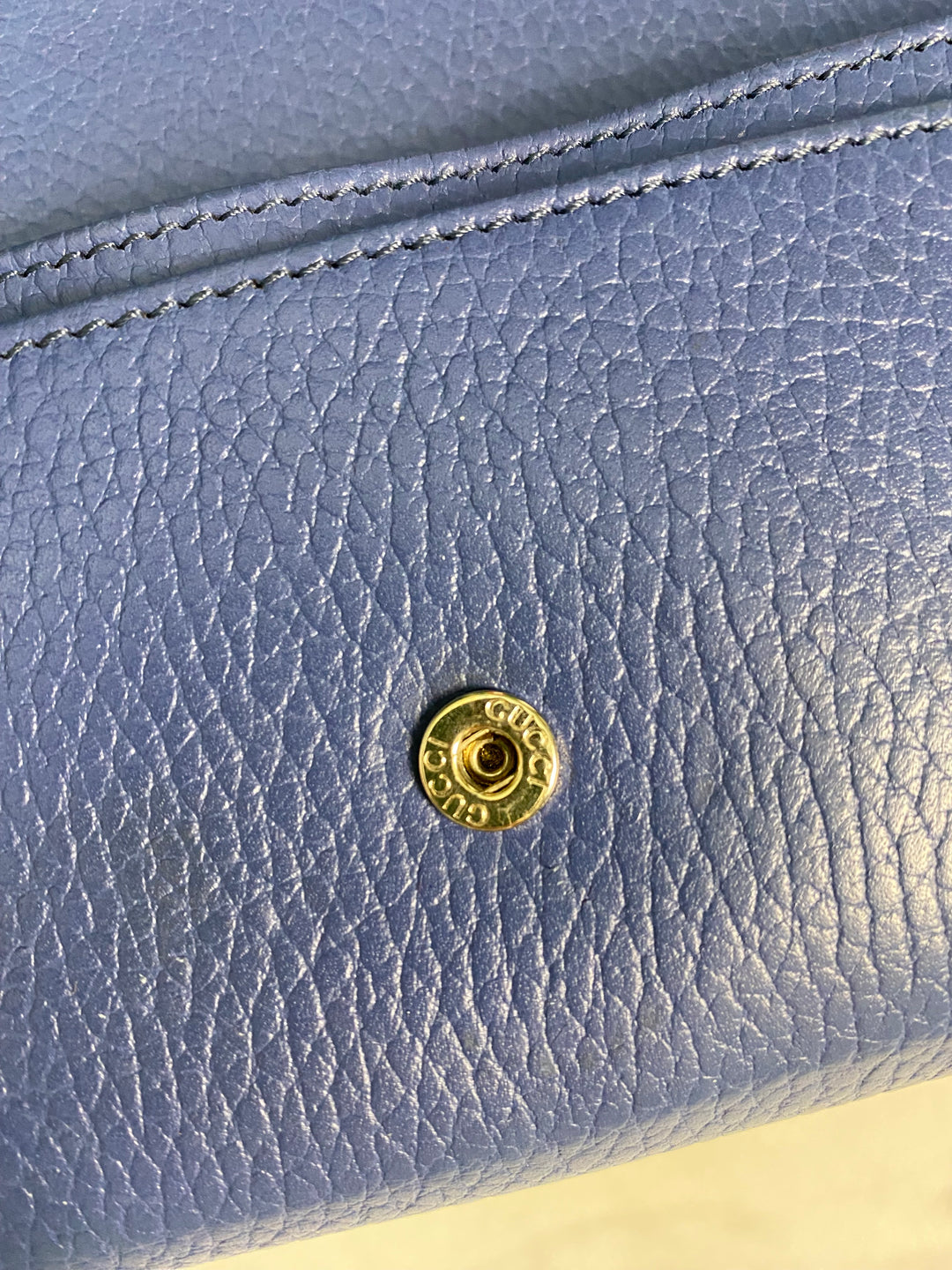 Gucci Light Blue Pebbled Leather Interlocking GG Long Wallet (9726)