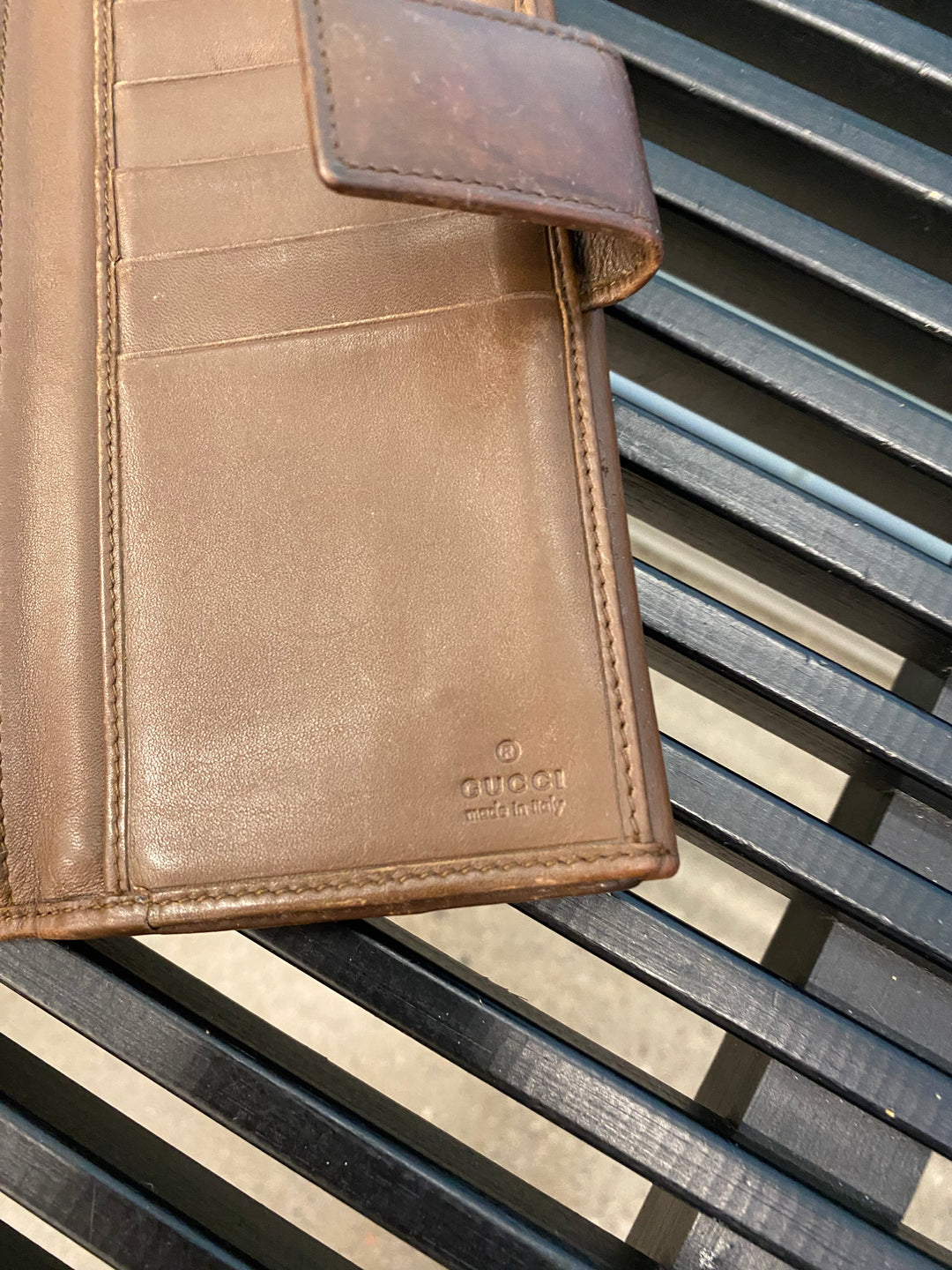 Gucci GG Canvas and Brown Leather Long Wallet (8365)