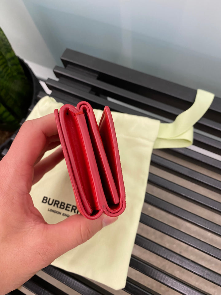 Burberry Red Grained Leather Compact Wallet (9113)