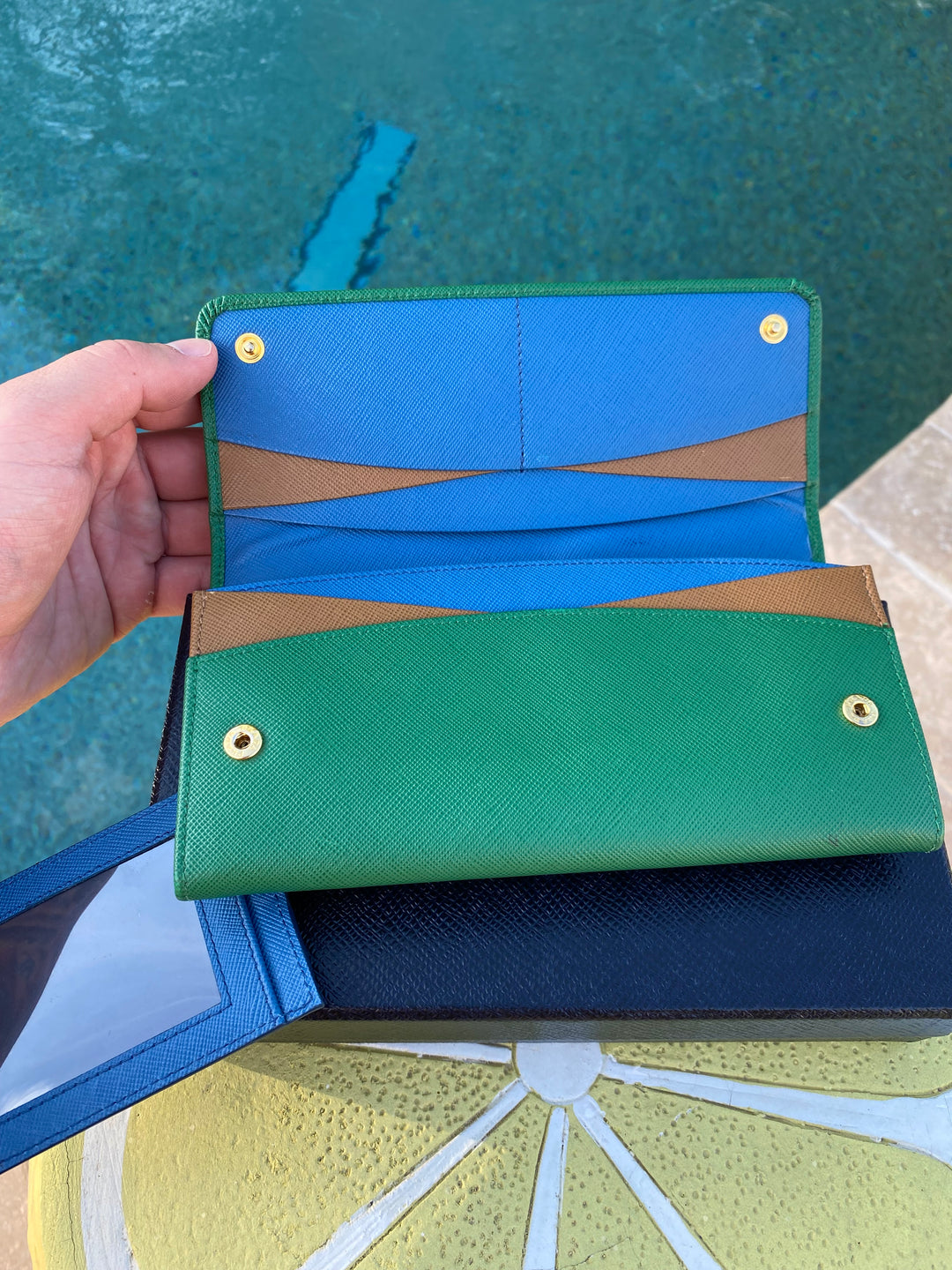 Prada Green Saffiano Long Wallet (5372)