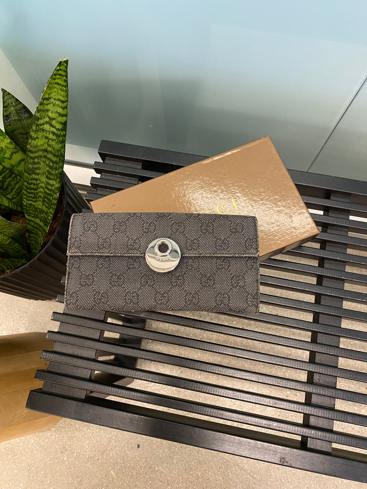 Gucci Black GG Canvas Long Wallet (4372)