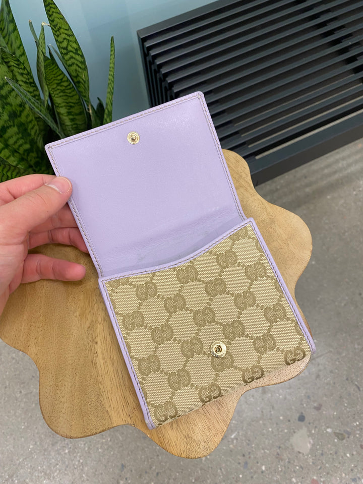 Gucci GG Canvas and Lavender Compact Wallet (5012)