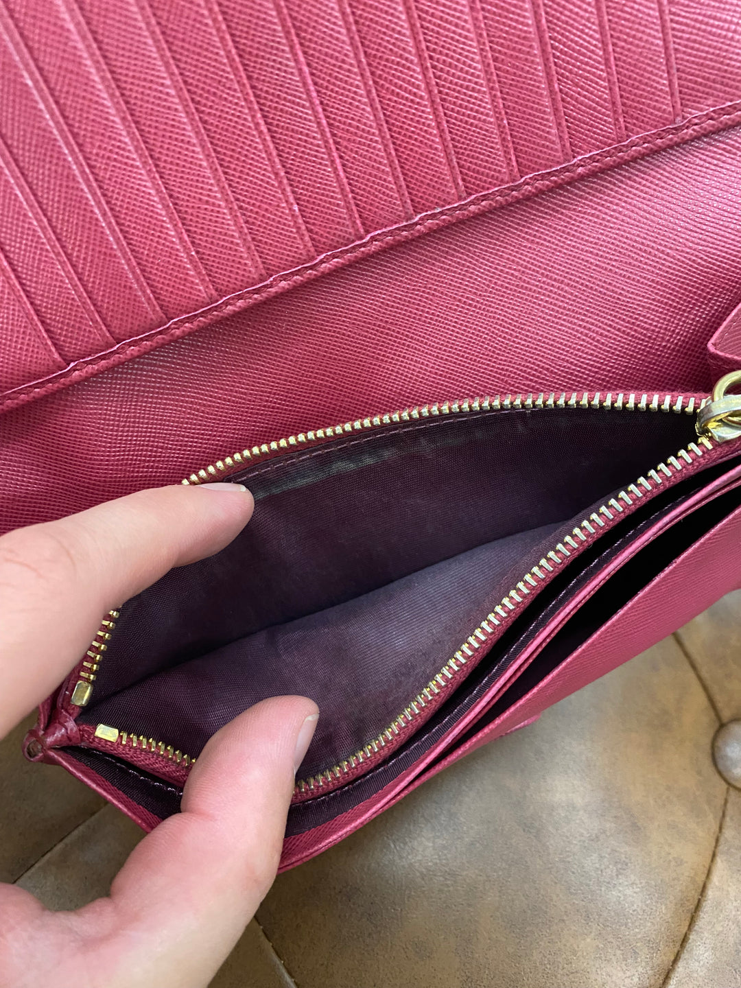 Prada Red Saffiano Long Wallet (8790)