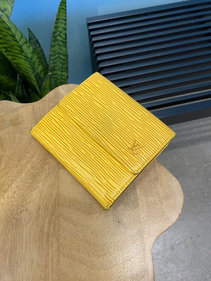 Louis Vuitton Yellow Epi Elise Compact Wallet (7565)