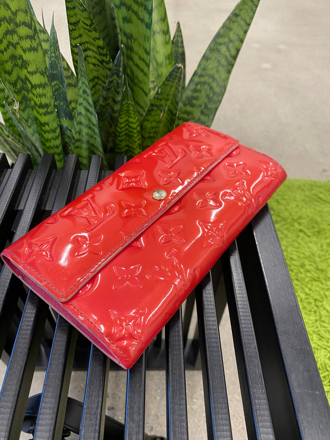 Louis Vuitton Red Vernis Sarah Long Wallet (3923)