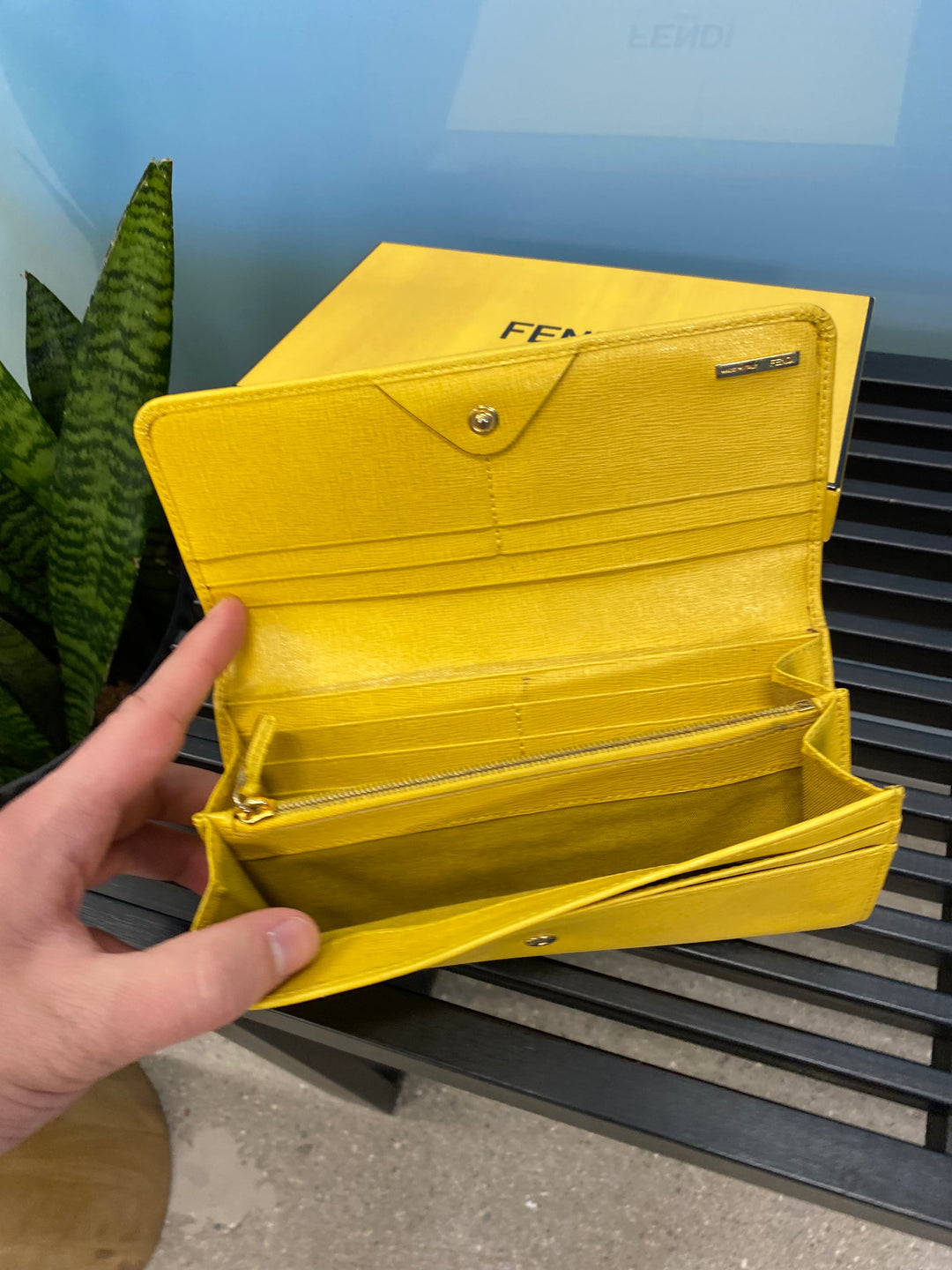 Fendi Yellow Leather Long Wallet (3586)