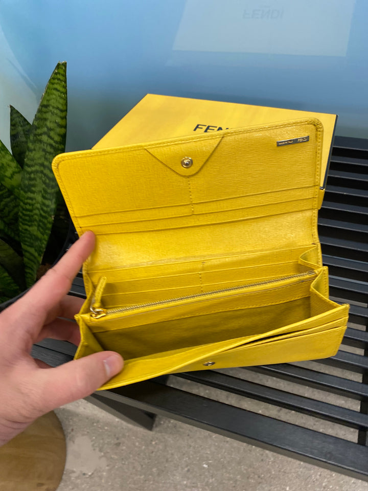 Fendi Yellow Leather Long Wallet (3586)