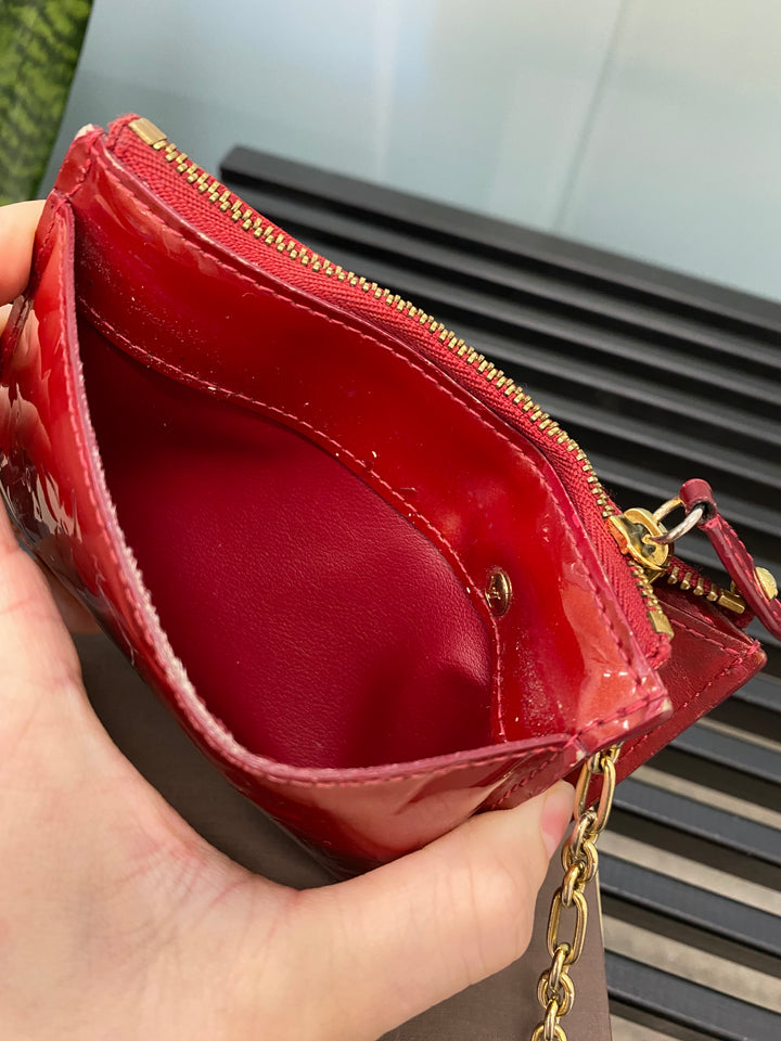 Louis Vuitton Red Vernis Pochette Cles (7069)