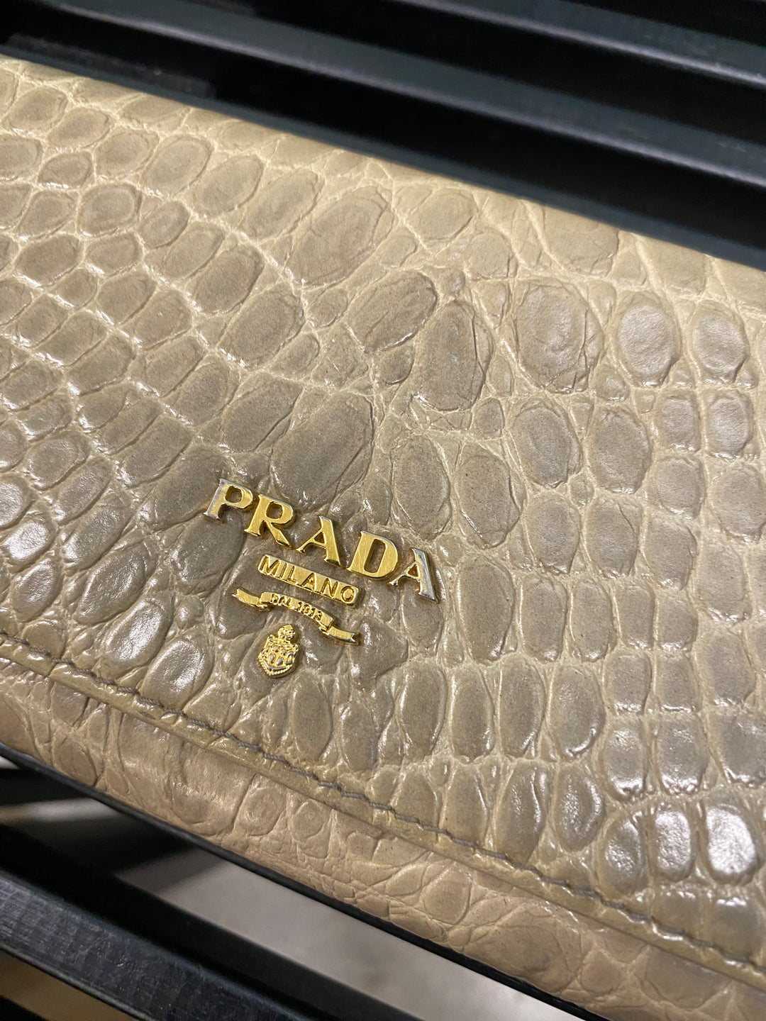 Prada Croc Embossed Long Wallet (9955)