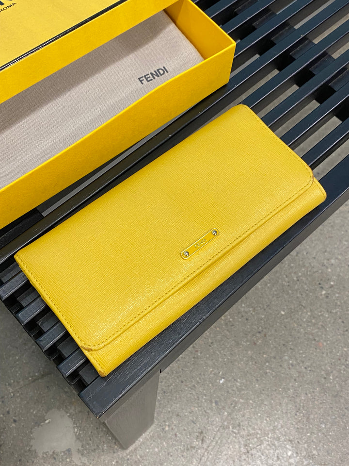 Fendi Yellow Leather Long Wallet (3586)