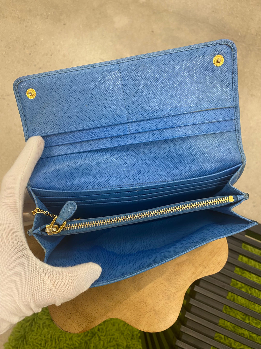 Prada Blue Saffiano Long Wallet (6790)