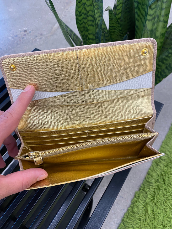 Prada Beige Saffiano Long Wallet (4027)
