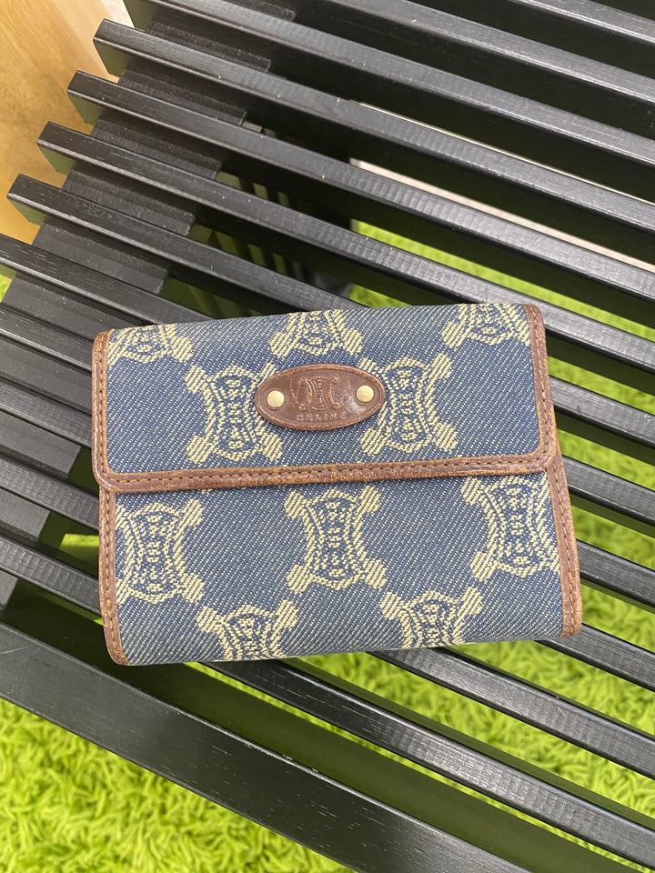 Celine Denim Triomphe Compact Wallet (6458)