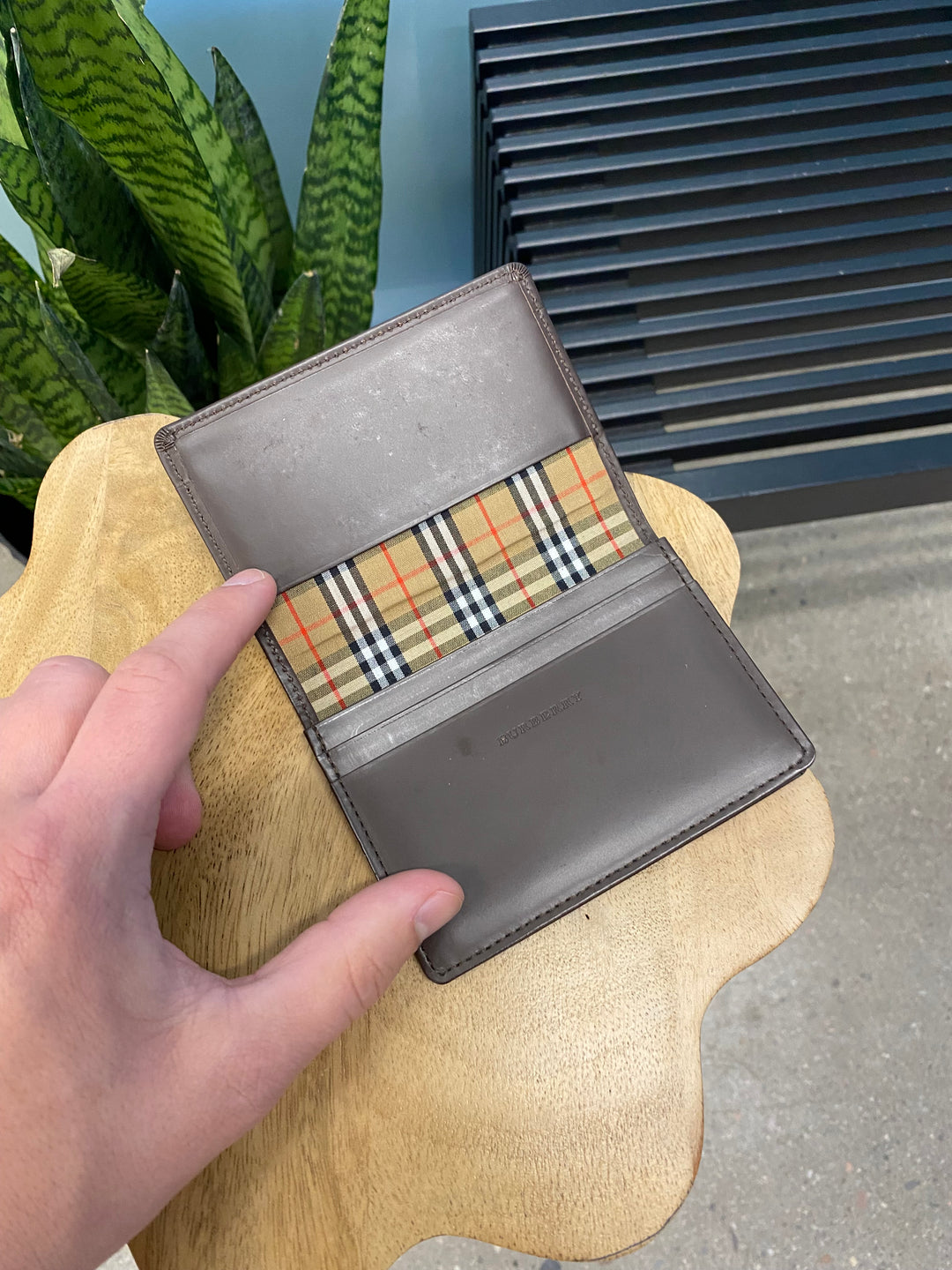 Burberry Brown Leather and Novacheck Card Holder (9950)