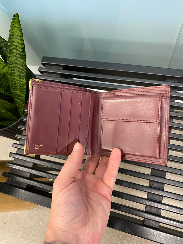 Cartier Burgundy Leather Billfold Wallet (5559)
