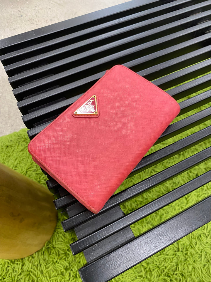 Prada Pink Saffiano Compact Wallet (8521)