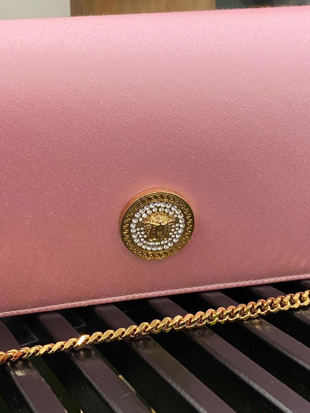 Versace Pink Silk La Medusa Shoulder Bag (0730)