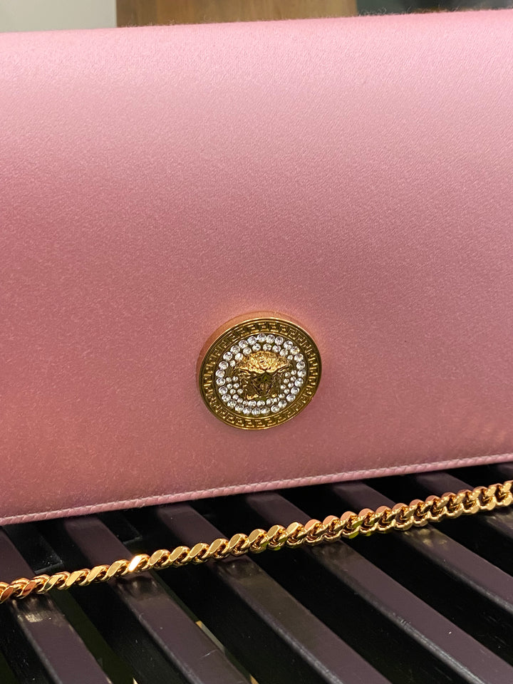 Versace Pink Silk La Medusa Shoulder Bag (0730)