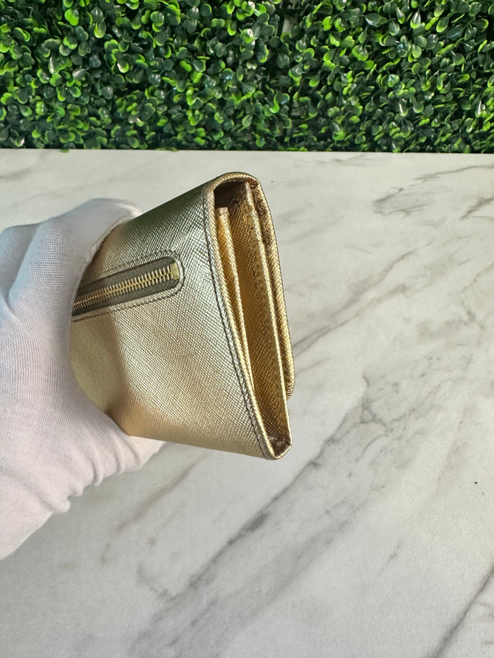 Prada Gold Saffiano Bow Long Wallet (7229)