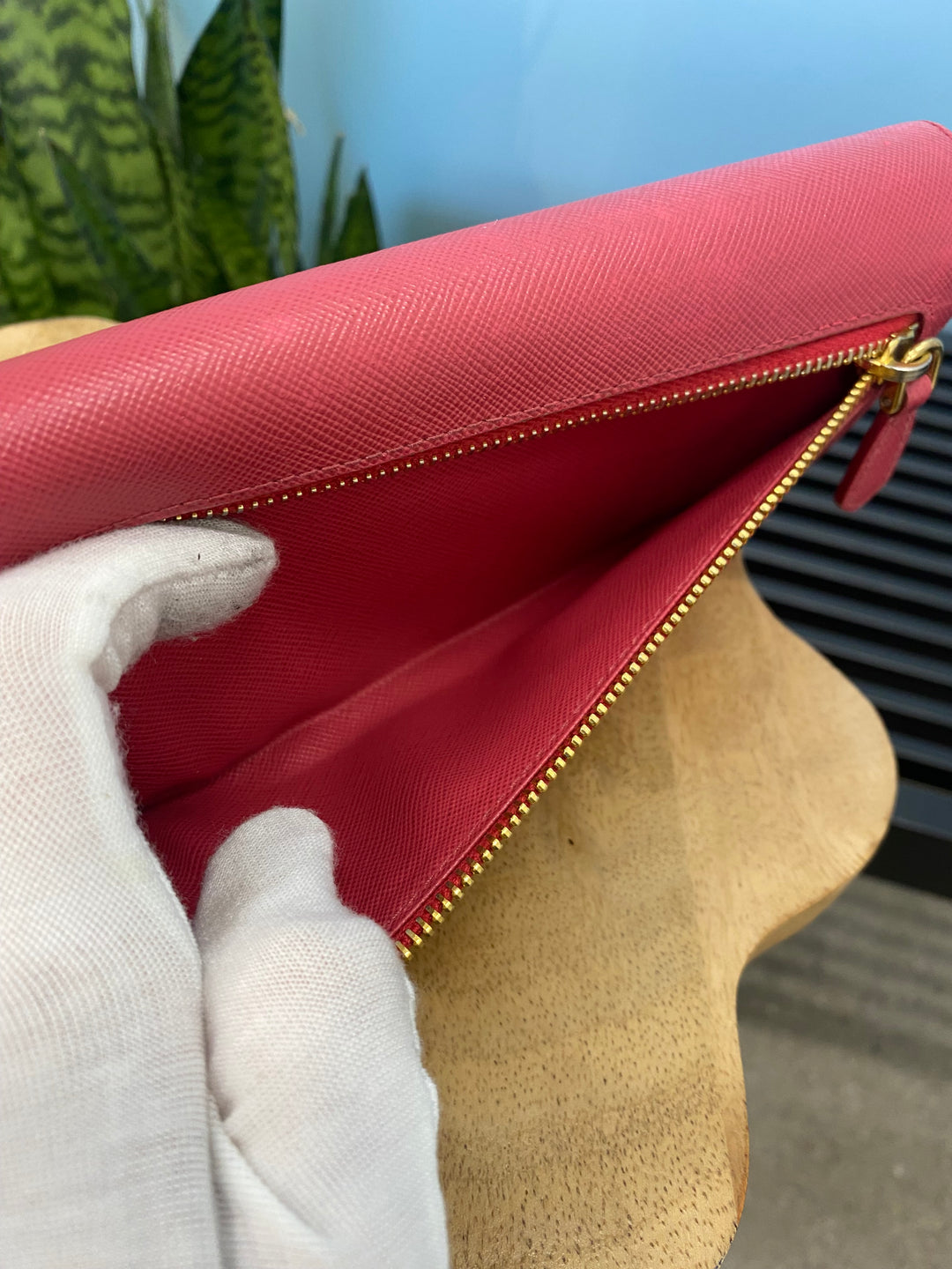 Prada Pink Saffiano Bow Long Wallet (9546)