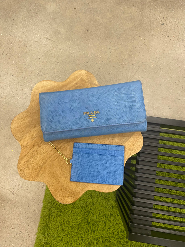 Prada Blue Saffiano Long Wallet (6790)