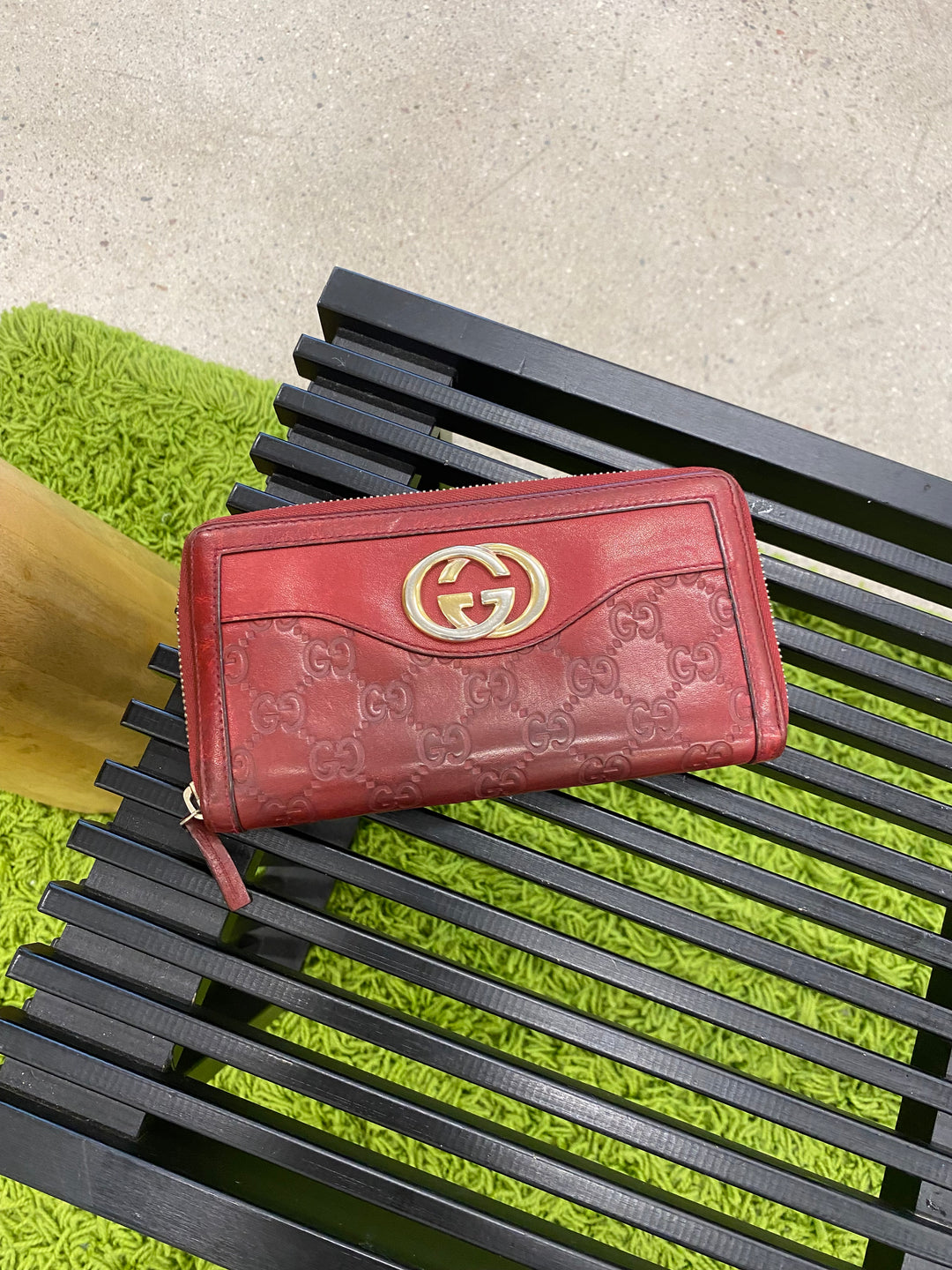 Gucci Burgundy Sukey Guccissima Zippy Wallet (3853)