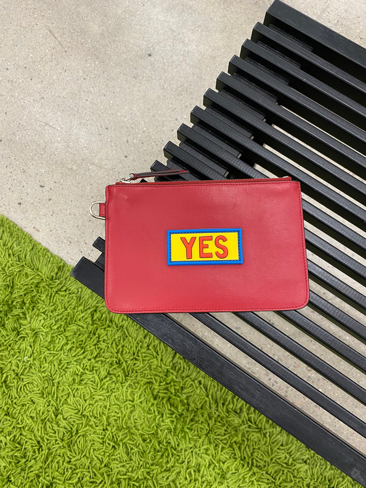 Fendi Red Leather "YES" Pouch (4137)