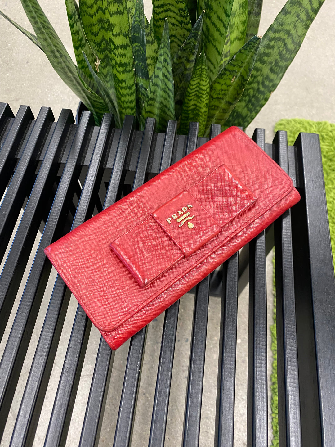 Prada Pink Saffiano Bow Long Wallet (5919)