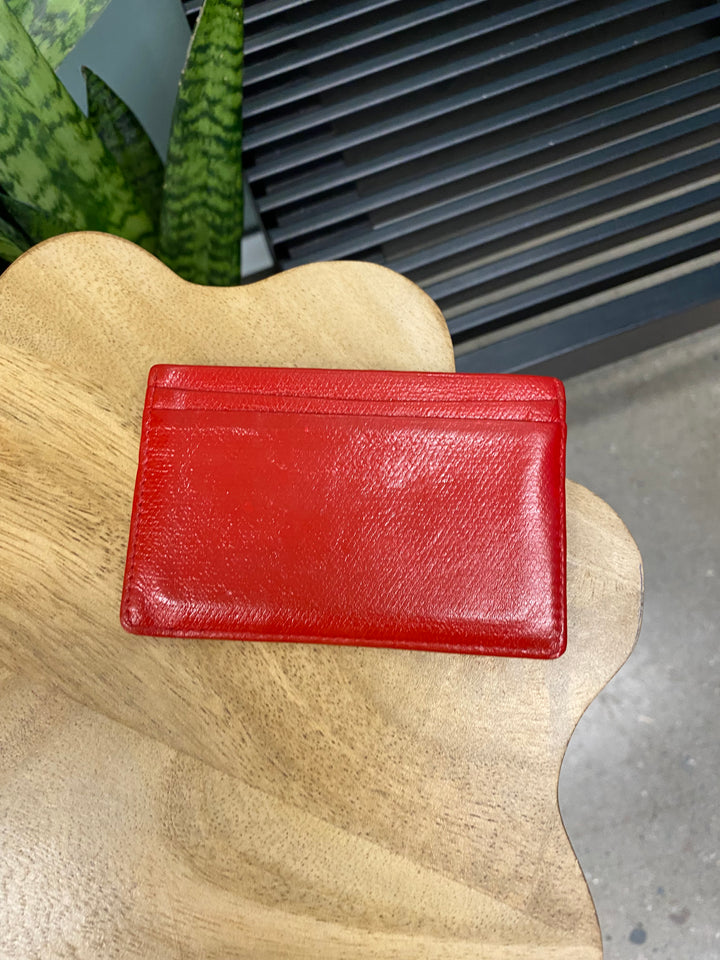 Chanel Red Leather CC Button Card Holder (2003)