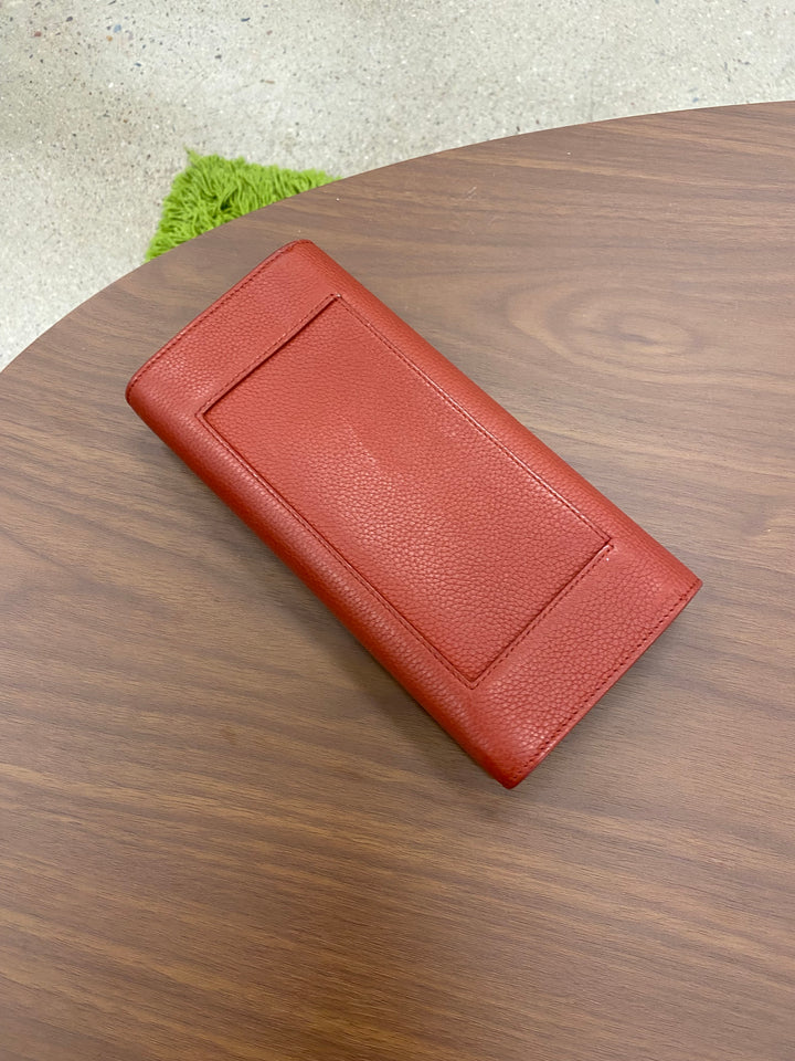 Celine Red Leather Double Snap Long Wallet (5962)